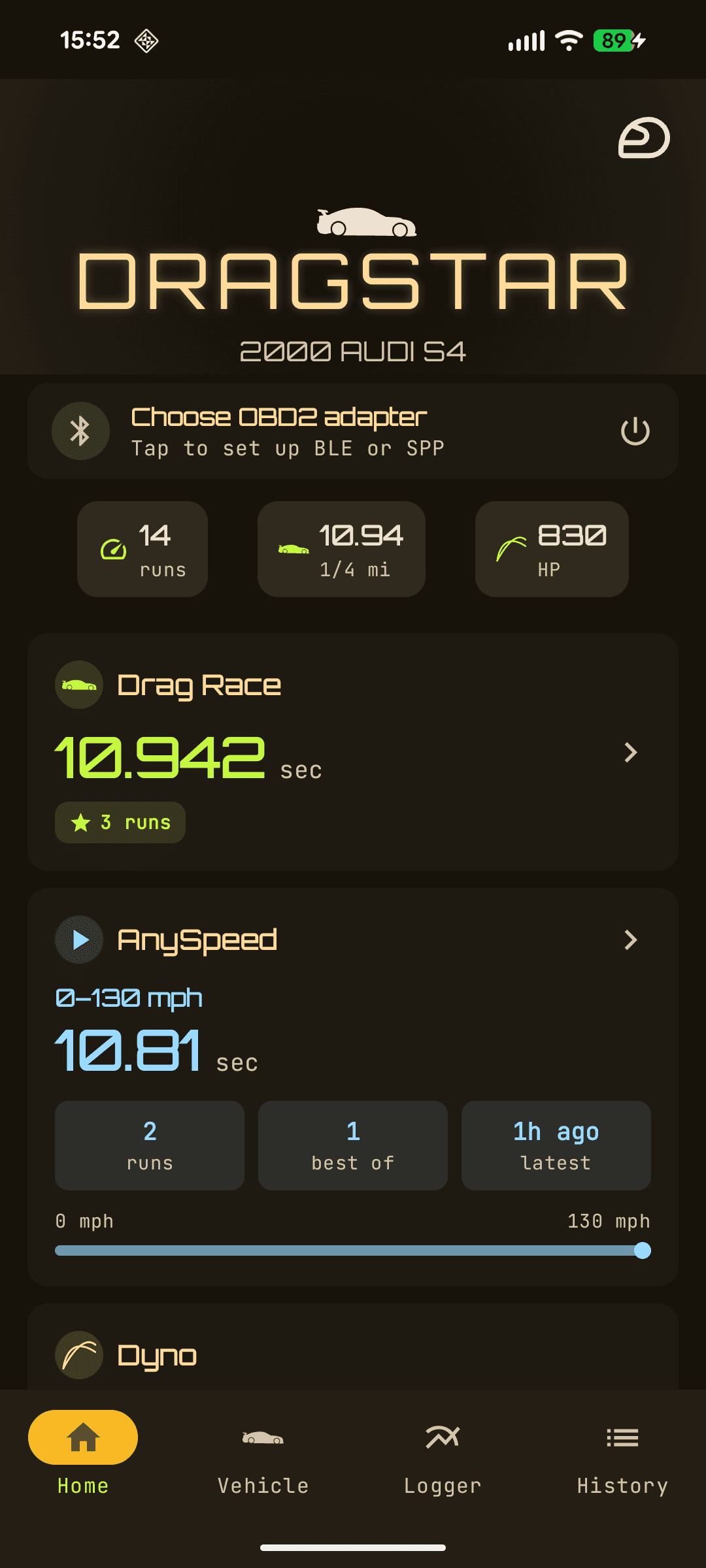TracQi DragStar home screen