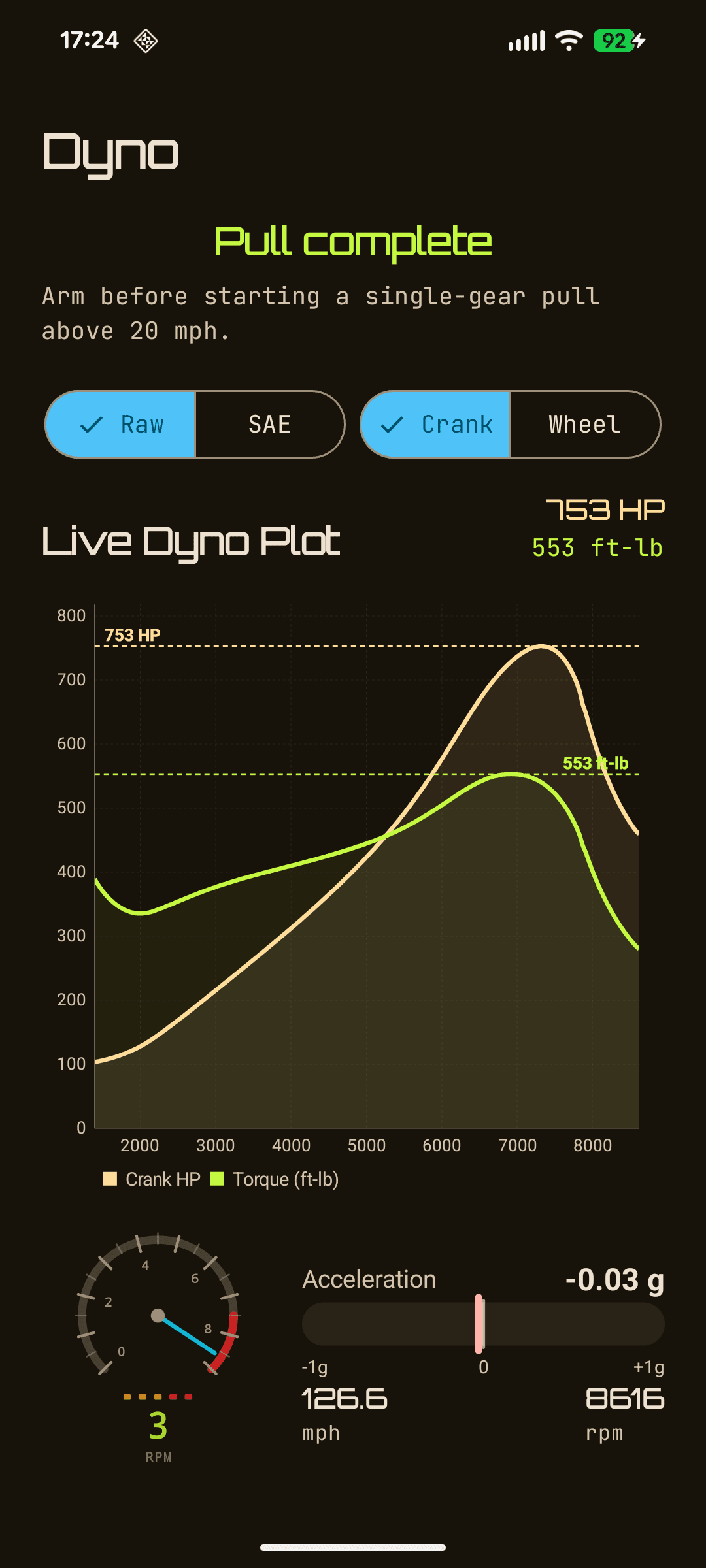 TracQi DragStar road dyno screen